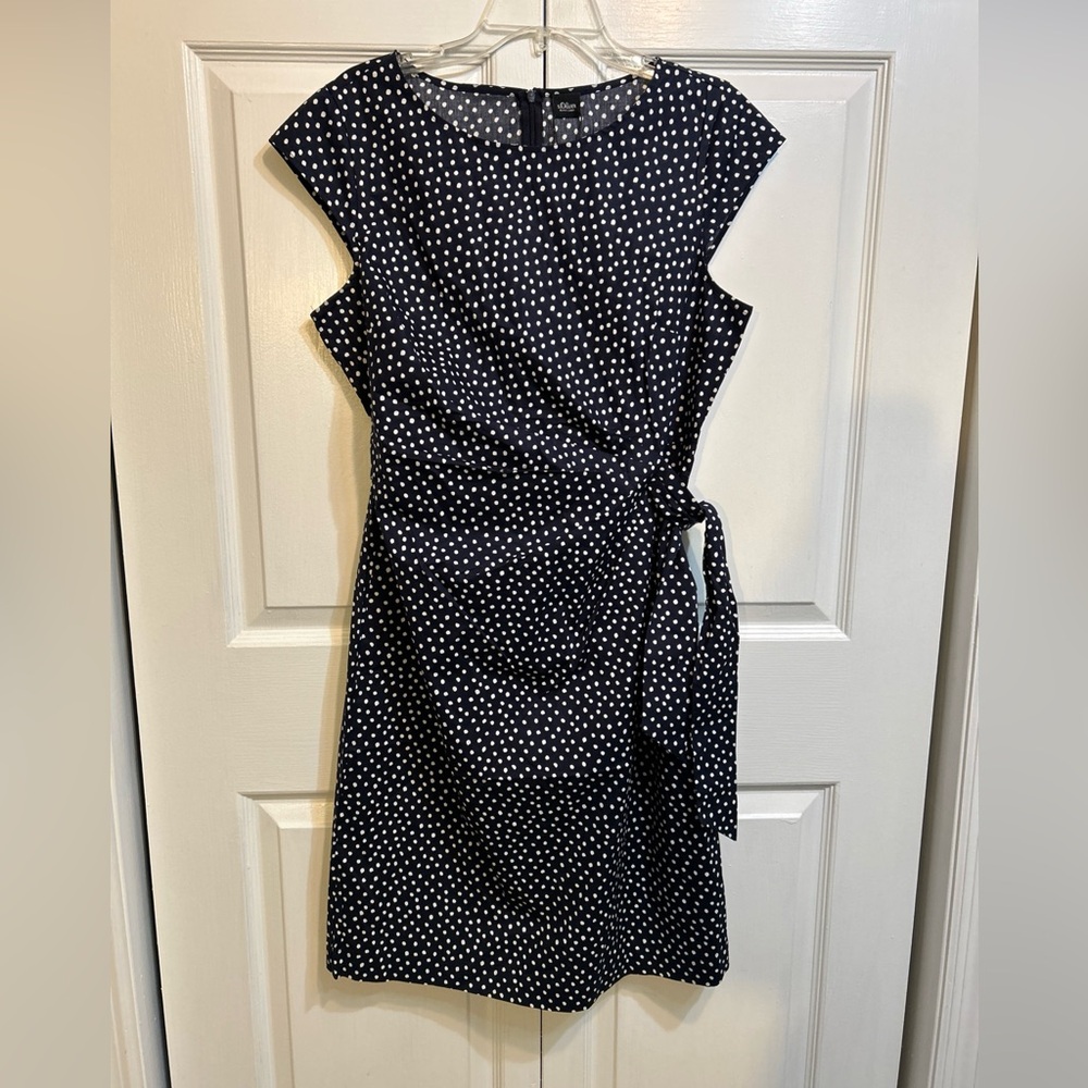 NWT s.OLIVER Black Label Dress Side Tie US Size 12 Blue Polka Dots Cap Sleeves